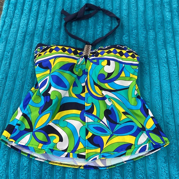 Tara Grinna mod print ( Pucci like) bathing suit top size 38/medium - Picture 4 of 11